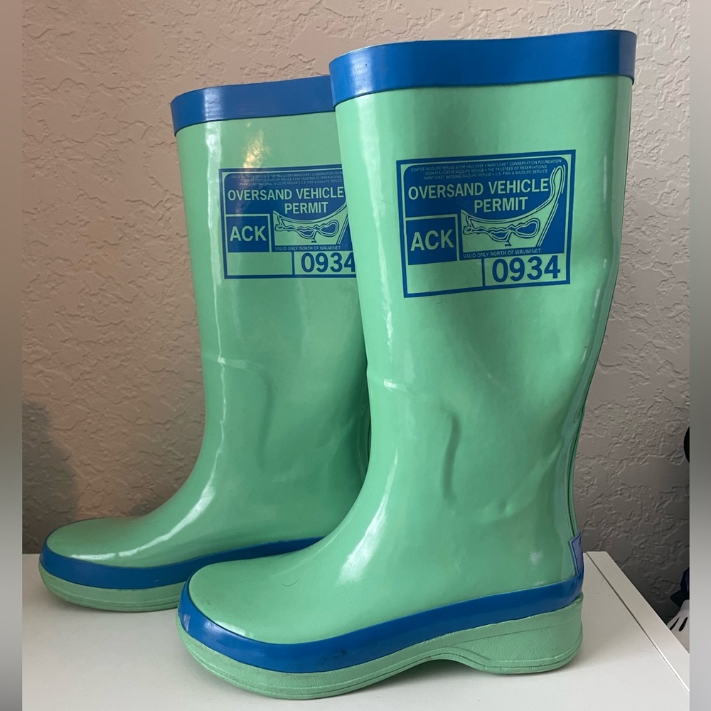 Turquoise and Blue Nantucket Sand Permit Rainboots